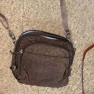 A brown cross body bag